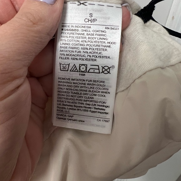 GAP PUFFY VEST FAUX FUR TRIMMED HOOD - Picture 6 of 6